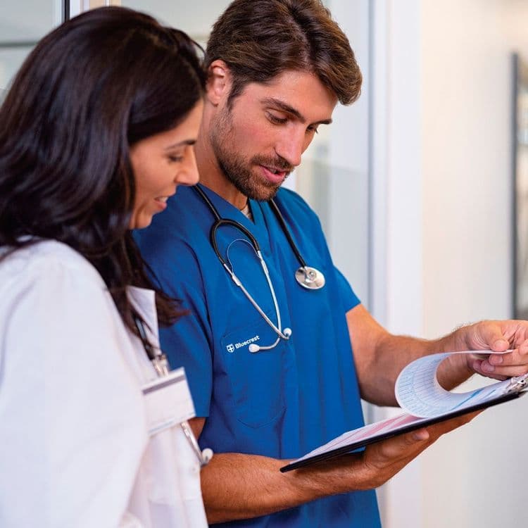 Bluecrest Health Assessment Specialist explaining health Check process